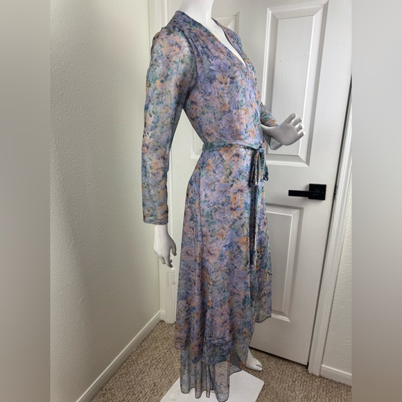 Laundry by Shelli Segal Long Sleeve Floral Mesh Wrap Dress Size 4. D20 - Picture 11 of 17